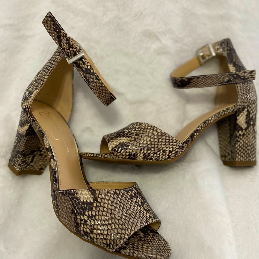 Jessica Simpson Neutral Snake Print Heels